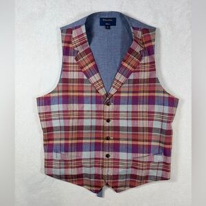 Brooks Brothers 44L Madison 1818 Multicolor Plaid Vest Formal Casual Formalwear